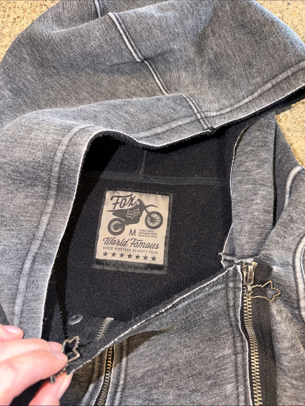 Fox  y2k Asymmetrical Zip Hooded Sweatshirt - Picture 3 of 4